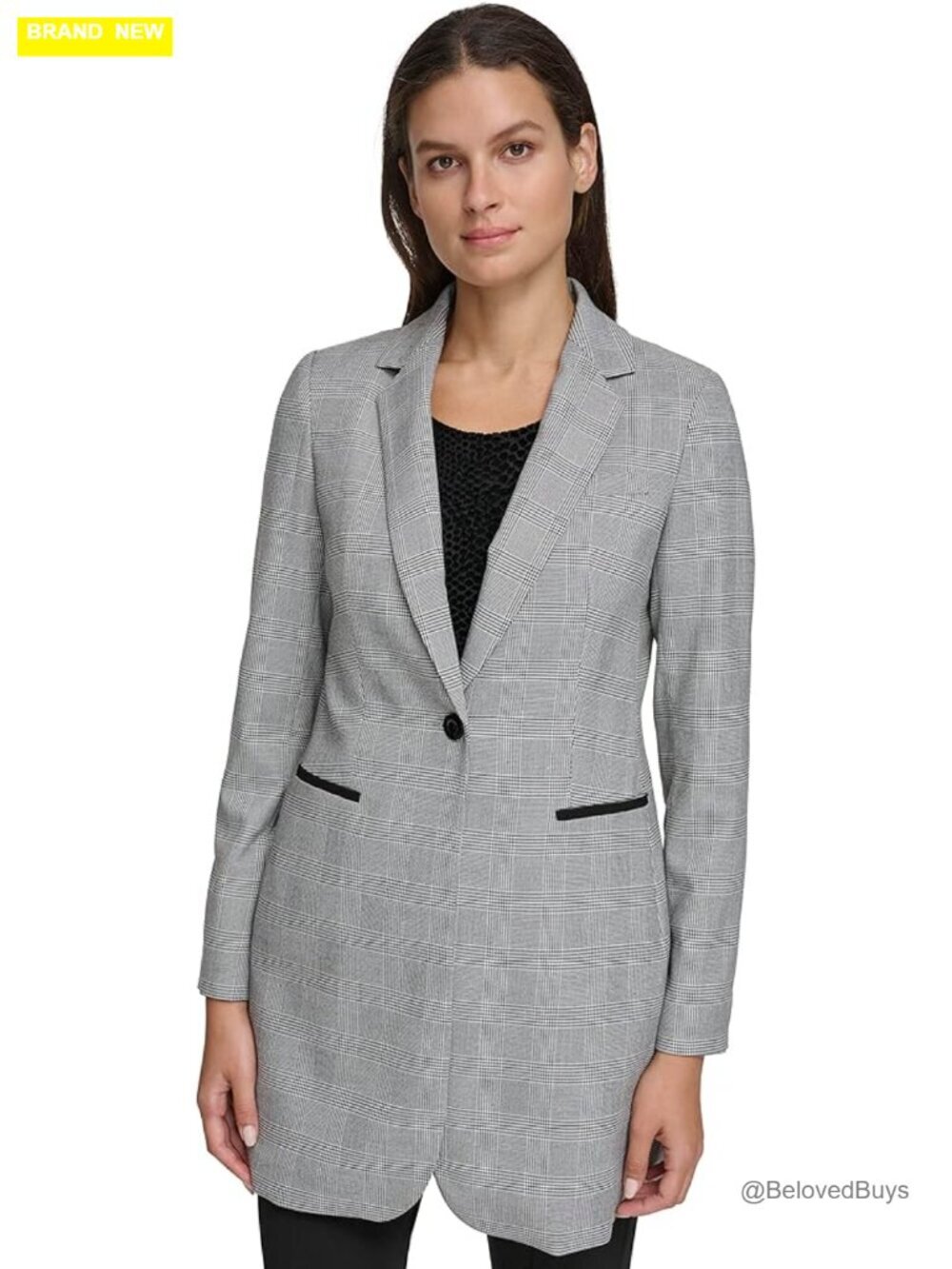 Women's Long Sleeve Blazer with Notch Collar - Lightweight Work Jacket